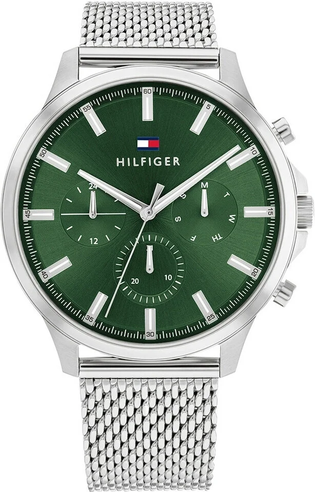 Montre Homme Tommy Hilfiger Ryder 1710499 - Cadran Vert, Boîtier et Bracelet Maille Milanaise Acier