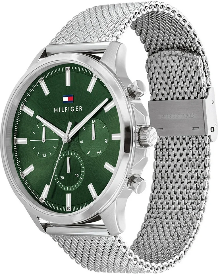 Montre Homme Tommy Hilfiger Ryder 1710499 - Cadran Vert, Boîtier et Bracelet Maille Milanaise Acier vue 2