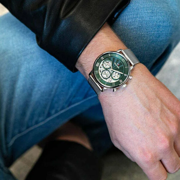 Montre Homme Tommy Hilfiger 1710567, Cadran Vert Squelette, Bracelet Acier Argenté vue 4