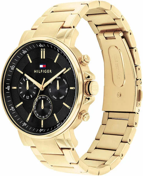 Montre Homme Tommy Hilfiger 1710589 Tyson - Boîtier et Bracelet Acier Doré, Cadran Noir Multifonctions vue 2