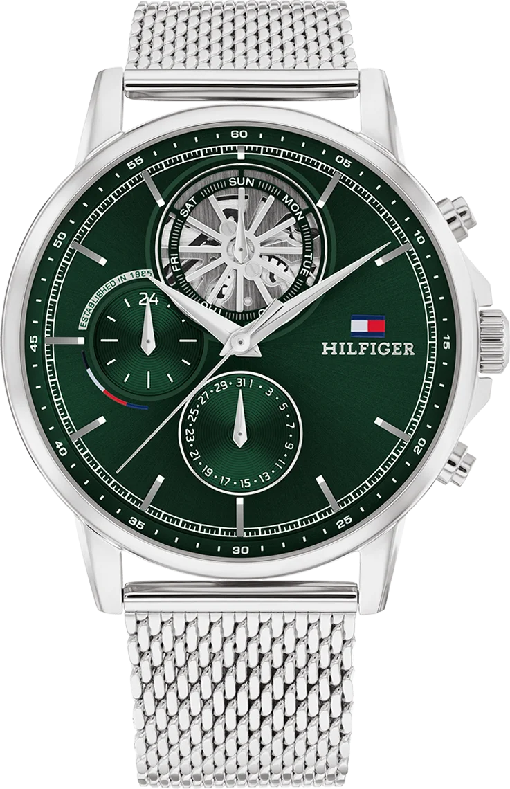 Montre Homme Tommy Hilfiger Stewart 1710608 Cadran Vert Acier Maille Milanaise