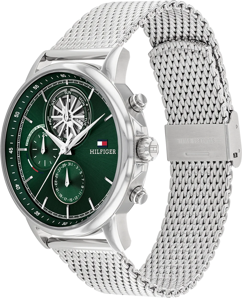 Montre Homme Tommy Hilfiger Stewart 1710608 Cadran Vert Acier Maille Milanaise vue 2