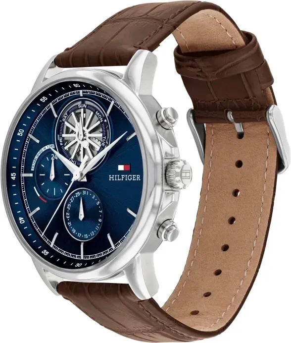 Montre Homme Tommy Hilfiger Stewart 1710629 - Cadran Bleu Multifonctions, Bracelet Cuir Marron vue 2