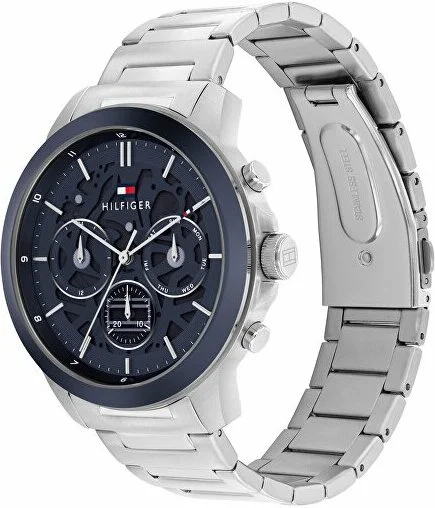 Montre Homme Tommy Hilfiger 1710684 Henry - Boîtier Acier Argenté & Cadran Bleu Multifonctions vue 2