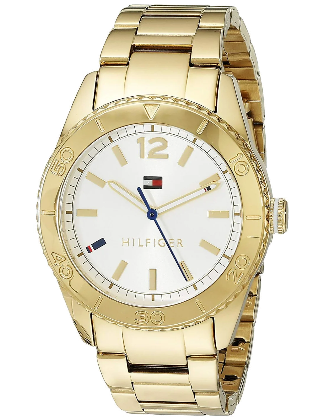 Montre Tommy Hilfiger 1781268 pour Femme, Cadran Blanc Bracelet Or