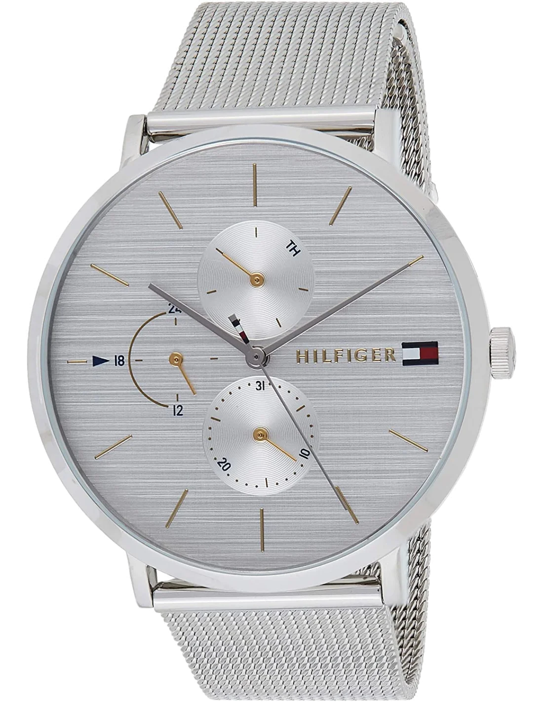 Montre Femme Tommy Hilfiger 1781942 Cadran Argent Bracelet Maille Milanaise Acier