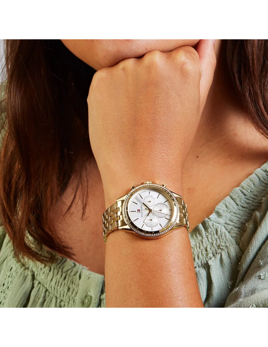 Montre Tommy Hilfiger 1781977 pour Femme en Acier Doré Ornée de Cristaux vue 2