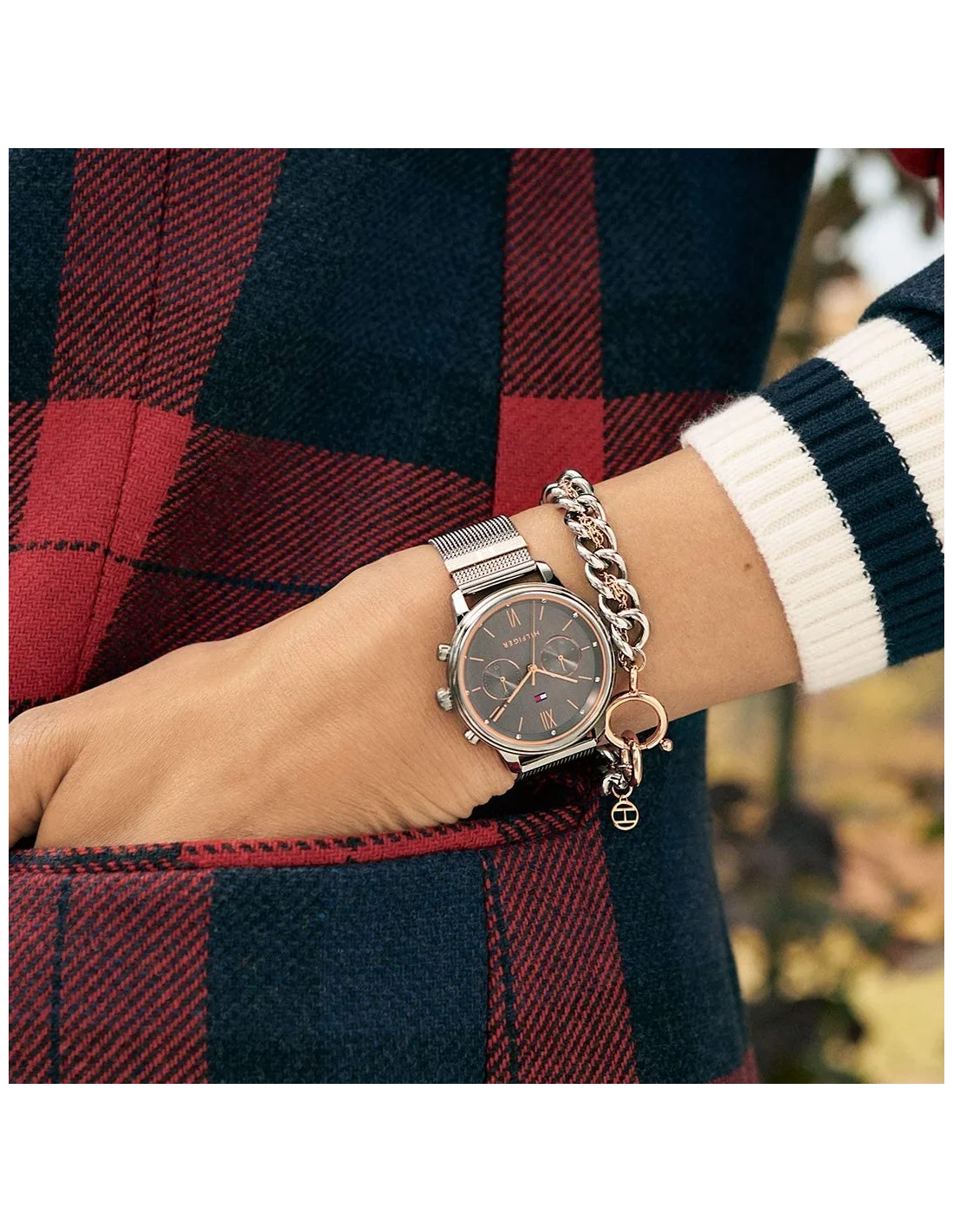 Montre Femme Tommy Hilfiger Blake 1782304 Cadran et Bracelet Gris Acier Maille Milanaise vue 5