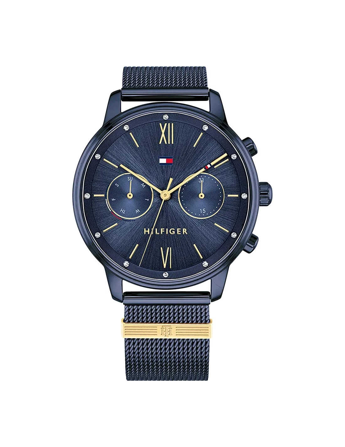 Montre Tommy Hilfiger 1782305 pour Femme - Boîtier anthracite et bracelet maille milanaise bleu