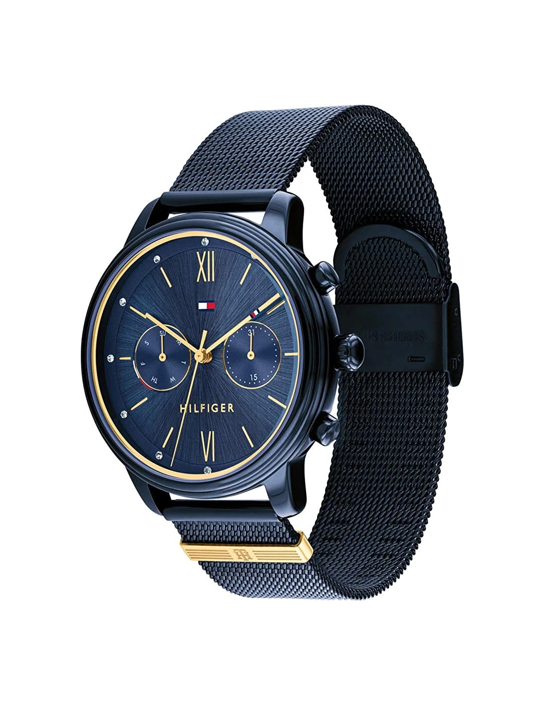 Montre Tommy Hilfiger 1782305 pour Femme - Boîtier anthracite et bracelet maille milanaise bleu vue 2