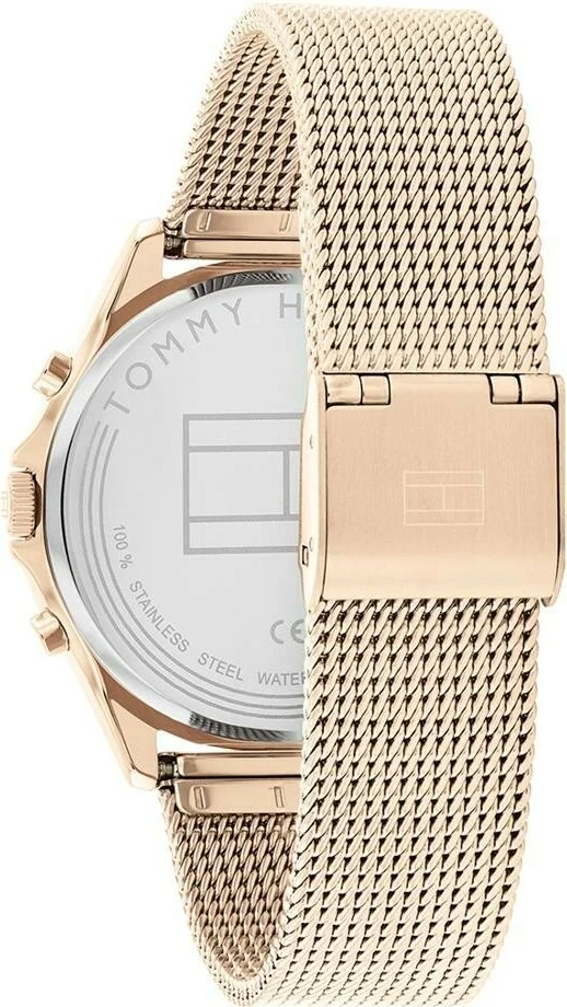 Montre Tommy Hilfiger Quinn 1782486 pour Femme - Cadran et Bracelet Acier Maille Milanaise Or Rose vue 3