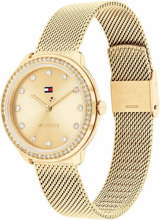 Montre Tommy Hilfiger Demi 1782699 Femme - Cadran et bracelet acier doré maille milanaise vue 2