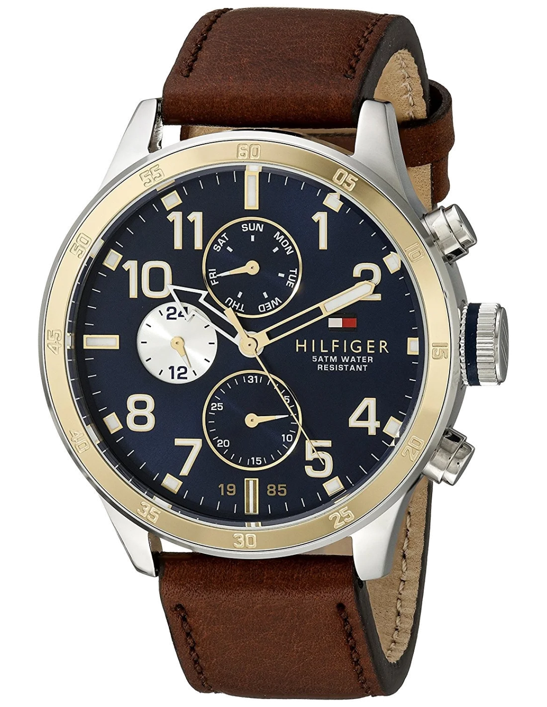 Montre Homme Tommy Hilfiger 1791137 - Cadran Bleu, Bracelet Cuir Marron