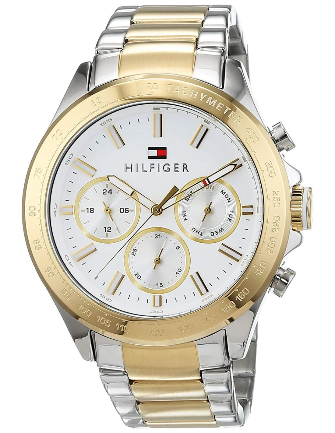 Montre Homme Tommy Hilfiger 1791226 - Boîtier acier 44mm, cadran bleu, bracelet bi-ton