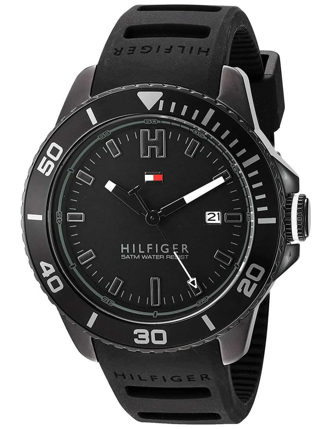 Montre Homme Tommy Hilfiger 1791265 Noir - Cadran 46mm - Bracelet Caoutchouc