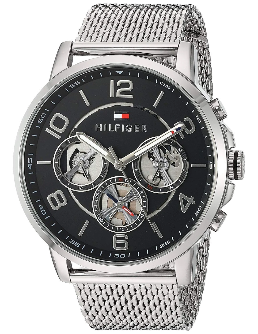 Montre Homme Tommy Hilfiger 1791292 - Acier Poli, Cadran Bleu Marine, Bracelet Maille