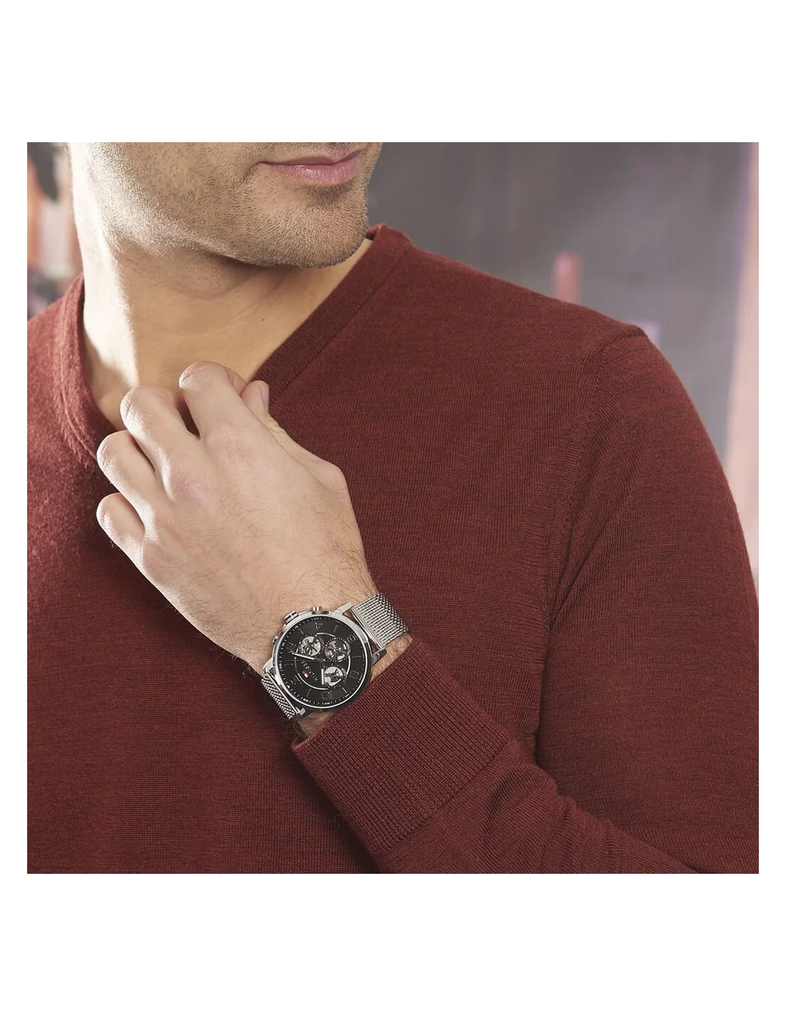 Montre Homme Tommy Hilfiger 1791292 - Acier Poli, Cadran Bleu Marine, Bracelet Maille vue 4