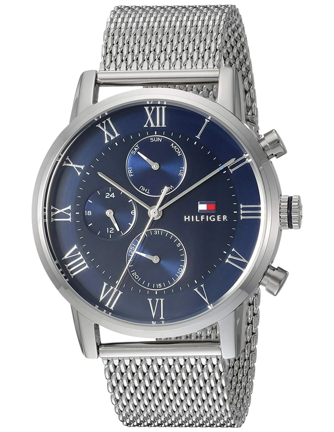 Montre Homme Tommy Hilfiger 1791398 Cadran Bleu Maille Milanaise Argent