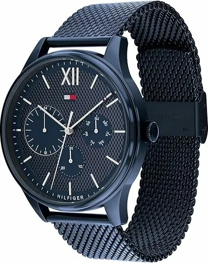 Montre Homme Tommy Hilfiger 1791421 - Cadran et Bracelet Maille Milanaise Bleu Acier vue 2