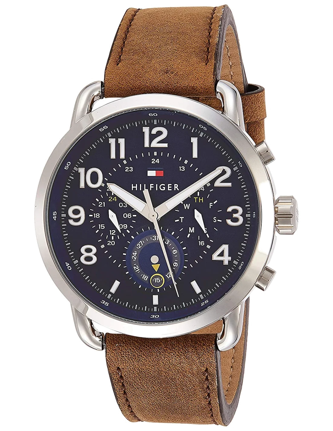 Montre Homme Tommy Hilfiger Briggs 1791424 - Cadran Bleu, Bracelet Cuir Marron