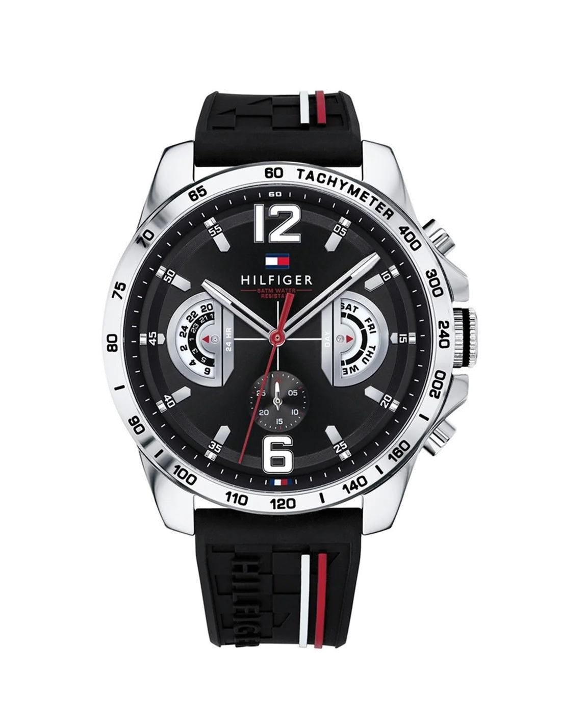 Montre Homme Tommy Hilfiger 1791473 Chronographe Cadran Noir Bracelet Silicone