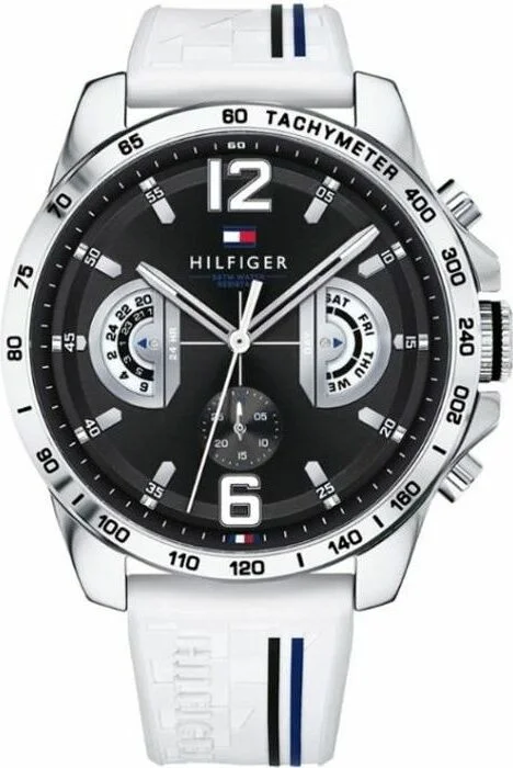 Montre Homme Tommy Hilfiger Decker 1791475 - Boîtier Acier Doré, Bracelet Silicone Blanc
