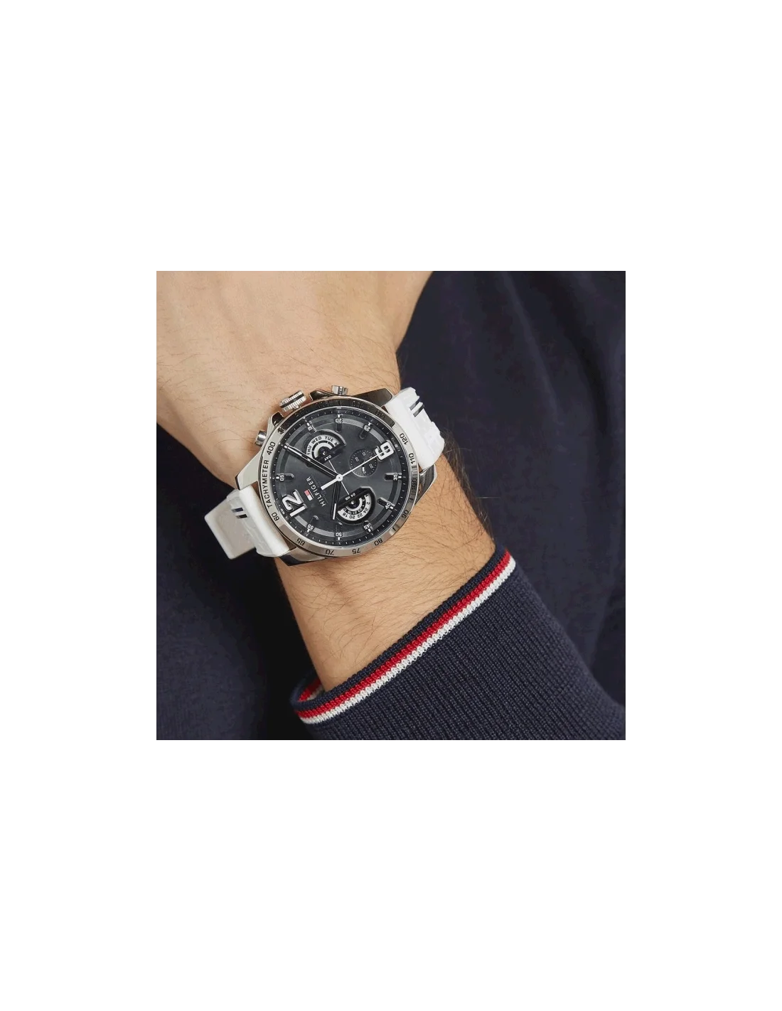 Montre Homme Tommy Hilfiger Decker 1791475 - Boîtier Silicone Doré, Bracelet Silicone Blanc vue 4