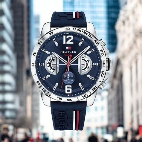 Montre Homme Tommy Hilfiger 1791476 Decker Chronographe Cadran Bleu Bracelet Silicone vue 5