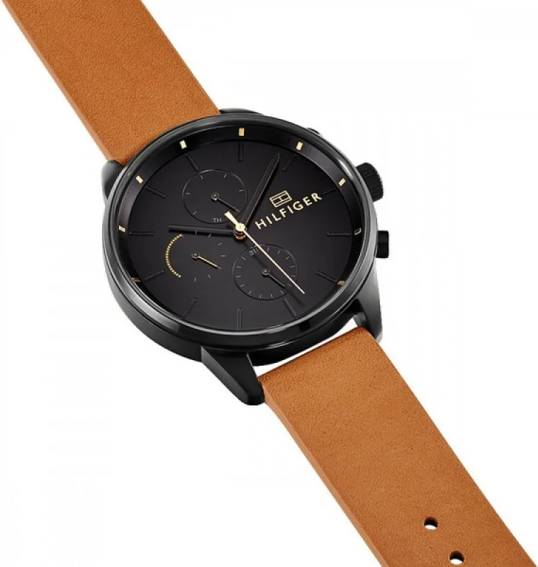 Montre Homme Tommy Hilfiger 1791486 - Cadran Bleu Foncé, Bracelet Cuir Marron vue 2