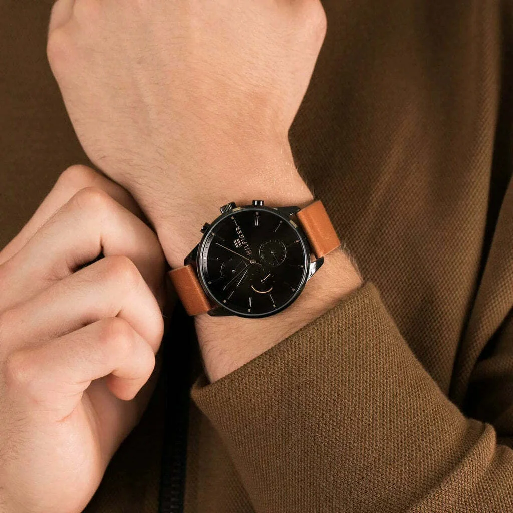 Montre Homme Tommy Hilfiger 1791486 - Cadran Bleu Foncé, Bracelet Cuir Marron vue 3