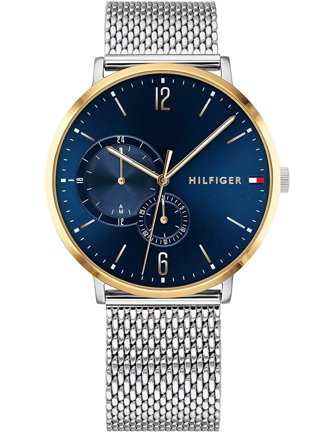 Montre Homme Tommy Hilfiger 1791505 Brooklyn Cadran Bleu Bracelet Maille Milanaise Argent