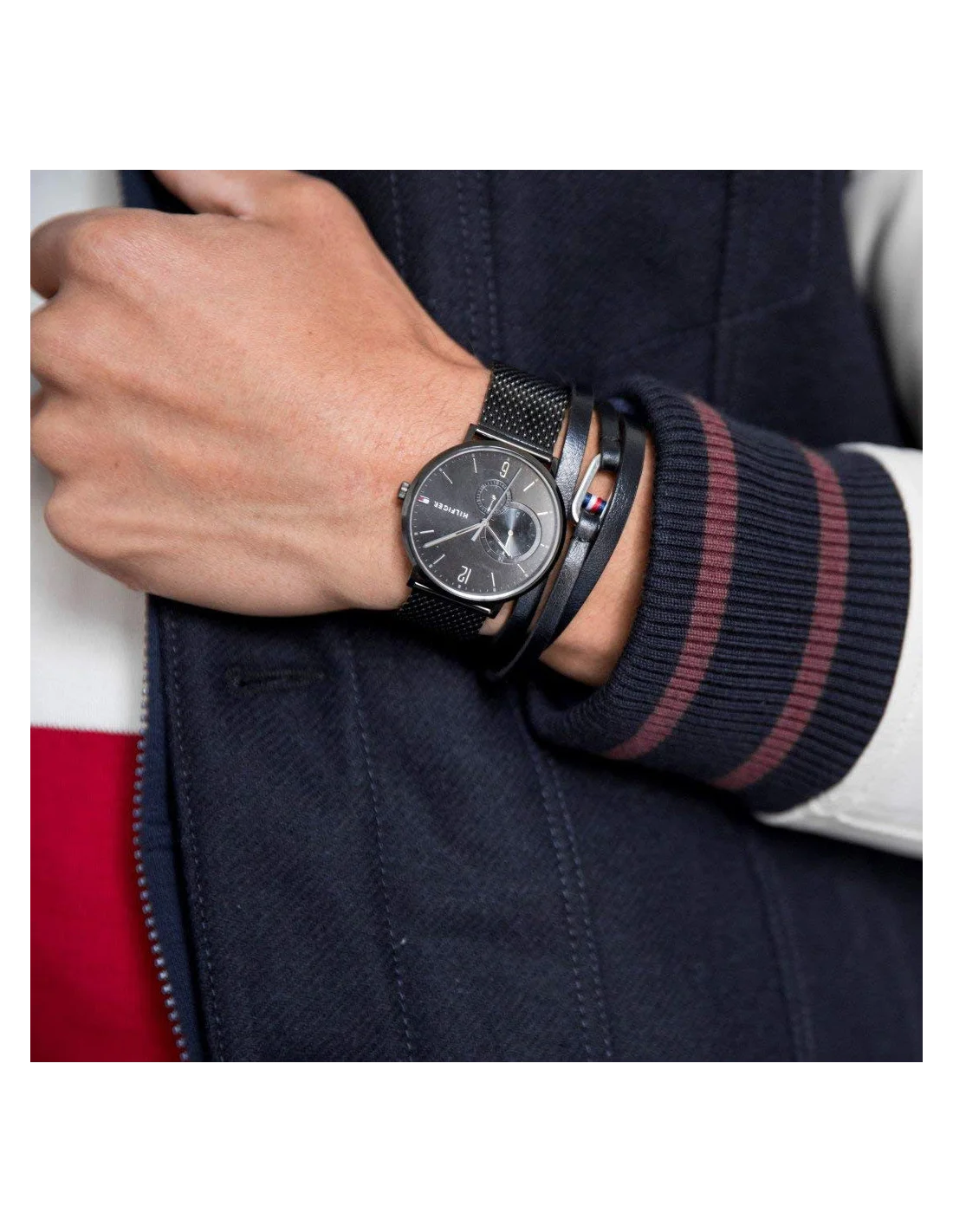 Montre Homme Tommy Hilfiger Brooklyn 1791507 - Cadran et bracelet maille milanaise noir vue 3