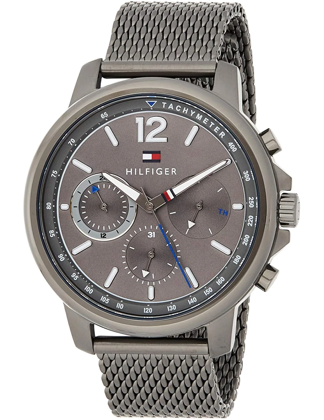 Montre Homme Tommy Hilfiger 1791530 Cadran Bleu Multifonction Bracelet Cuir Brun