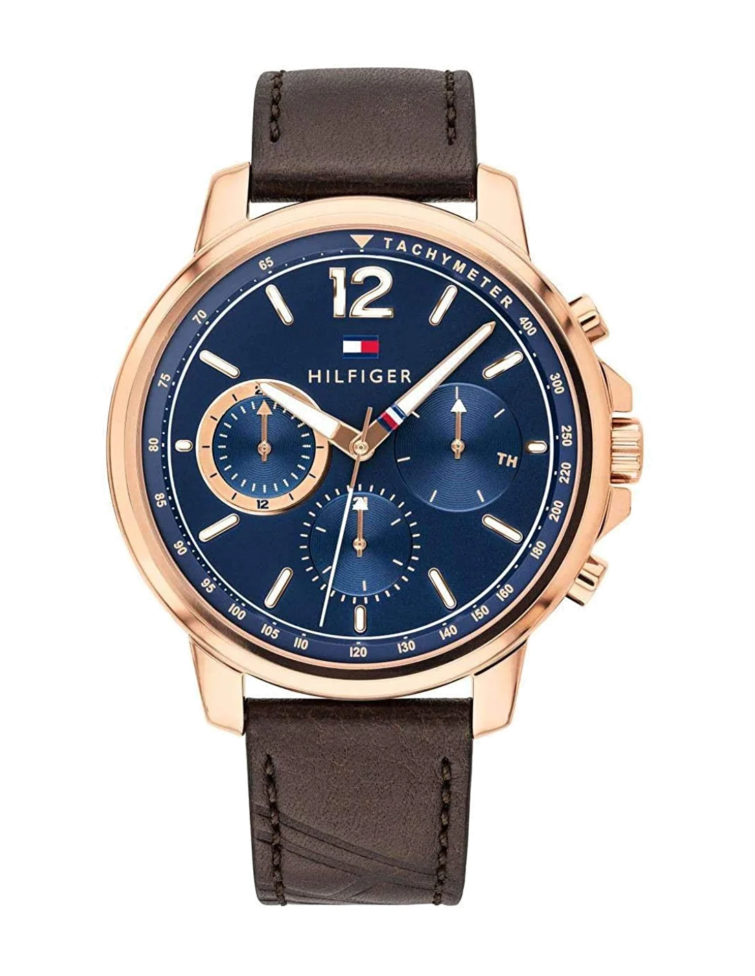 Montre Homme Tommy Hilfiger Landon 1791532 - Cadran Bleu, Bracelet Cuir Marron