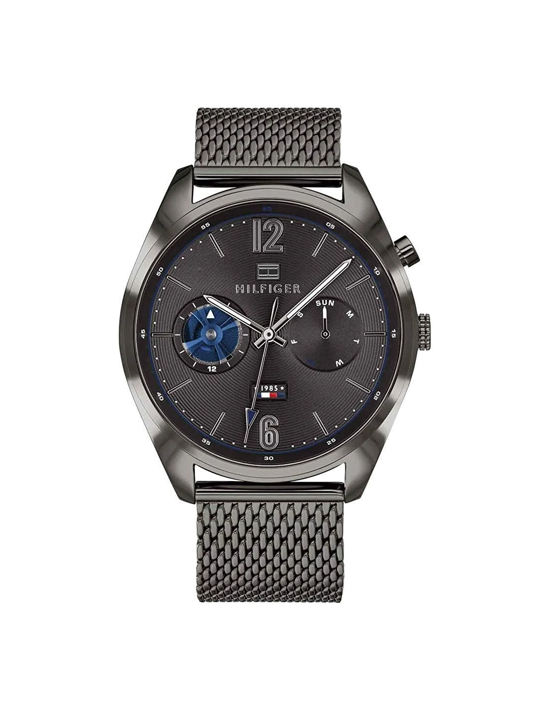 Montre Homme Tommy Hilfiger Deacon 1791546 - Cadran Bleu, Boîtier Acier Noir, Bracelet Cuir Brun