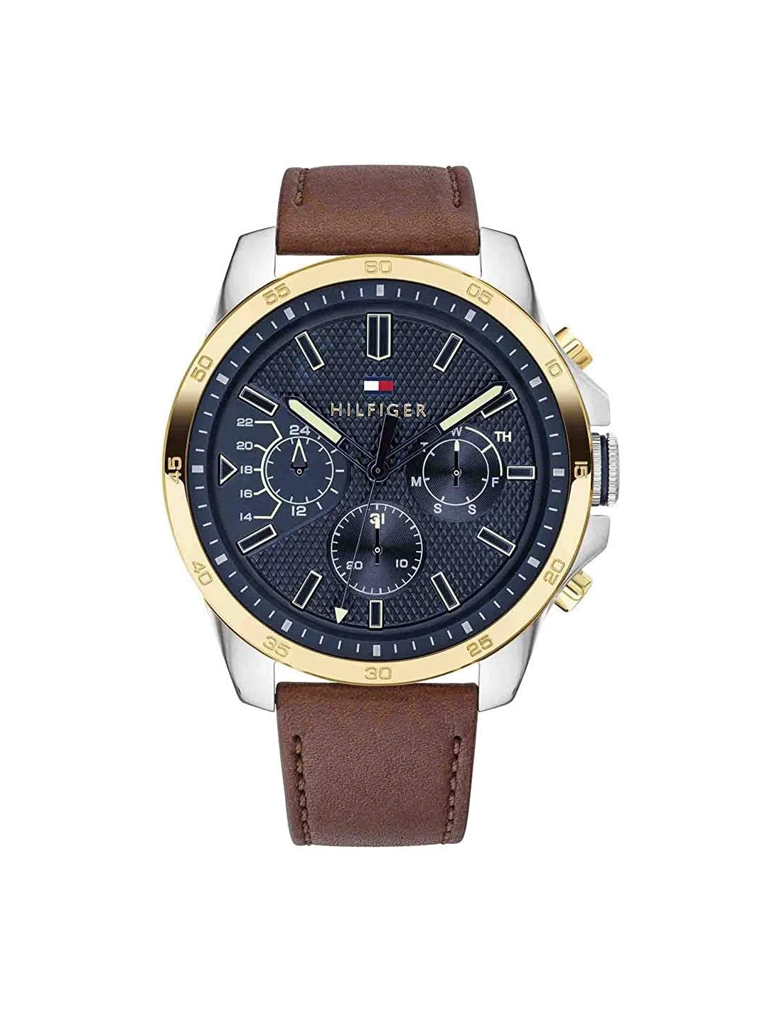 Montre Homme Tommy Hilfiger Decker 1791561 - Cadran Bleu, Bracelet Cuir Marron