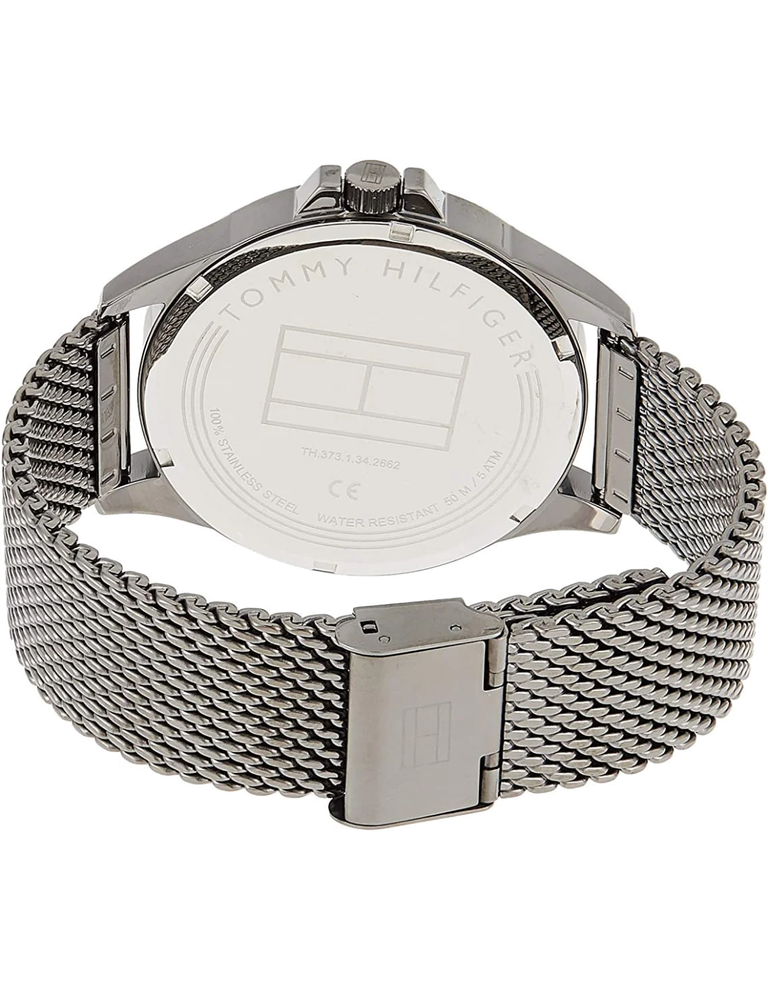 Montre Homme Tommy Hilfiger 1791613 Cadran Noir Bracelet Maille Milanaise Gris vue 2