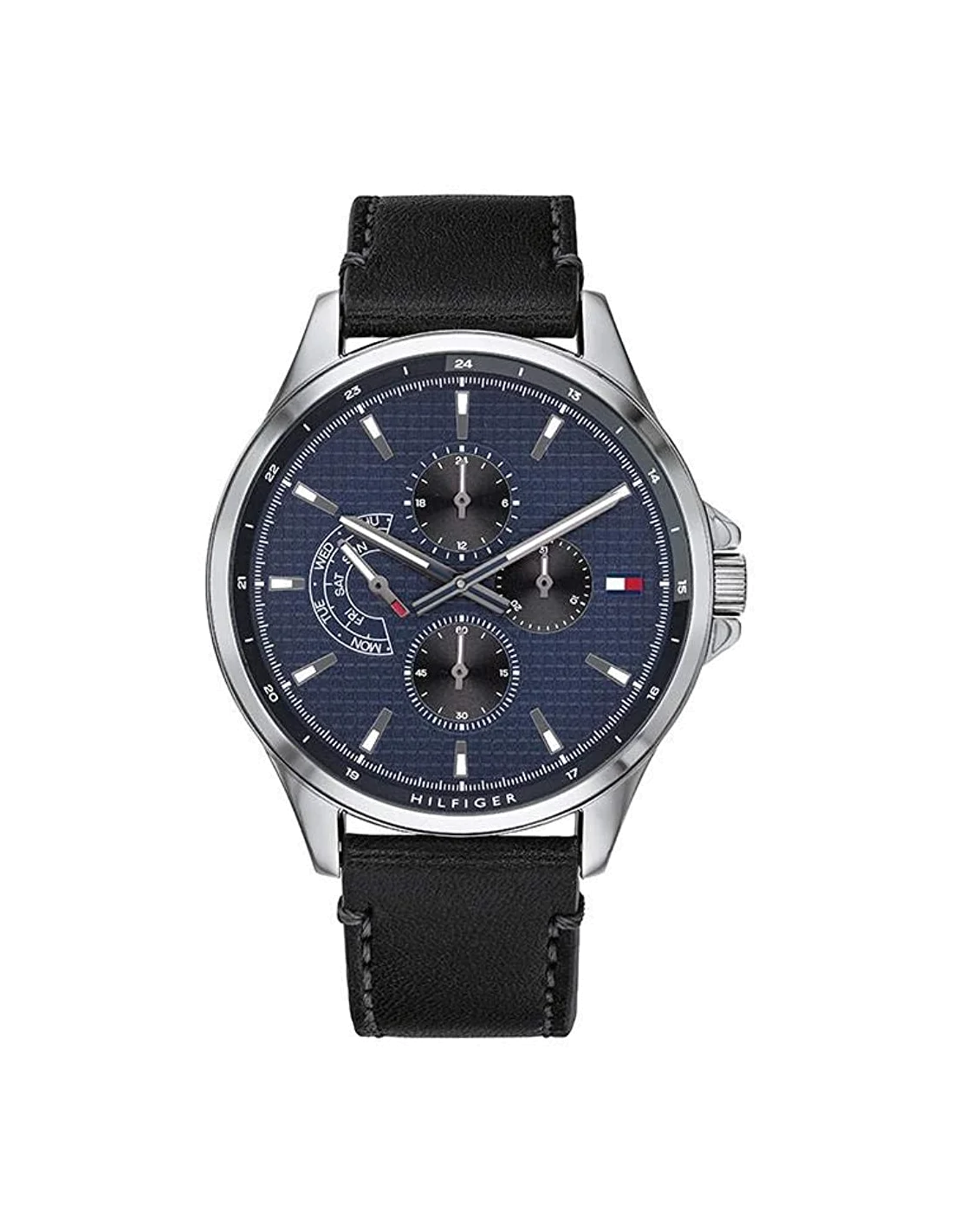 Montre Homme Tommy Hilfiger 1791616 Cadran Bleu Bracelet Cuir Noir