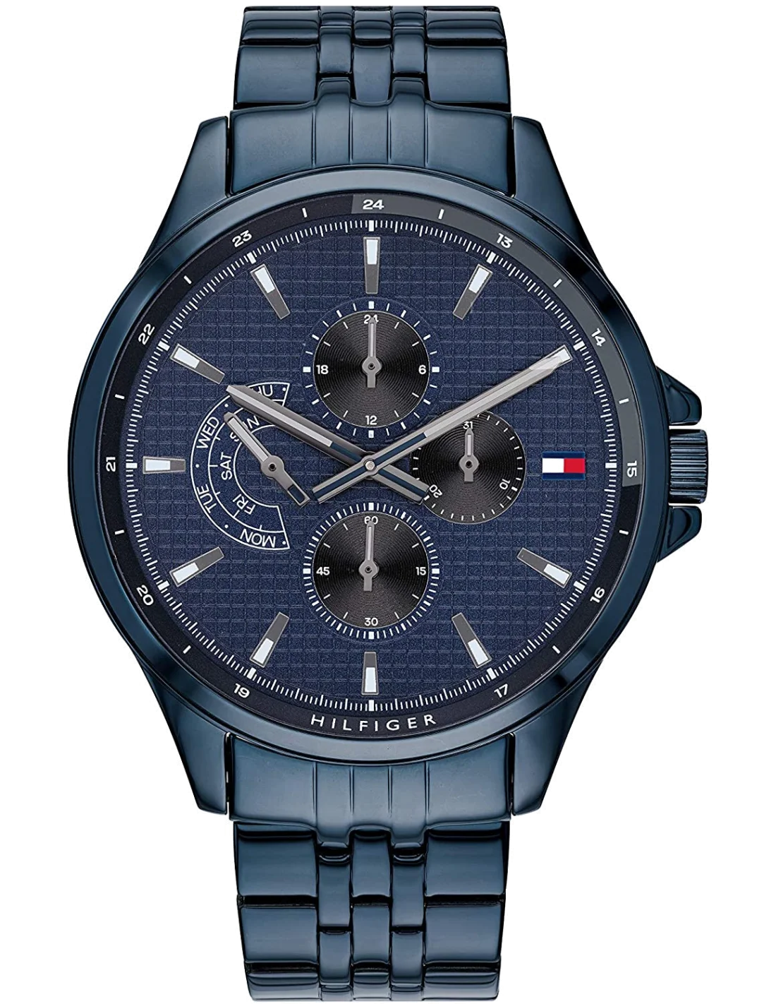 Montre Homme Tommy Hilfiger Shawn 1791618 Cadran Bleu Acier Bracelet Cuir Brun