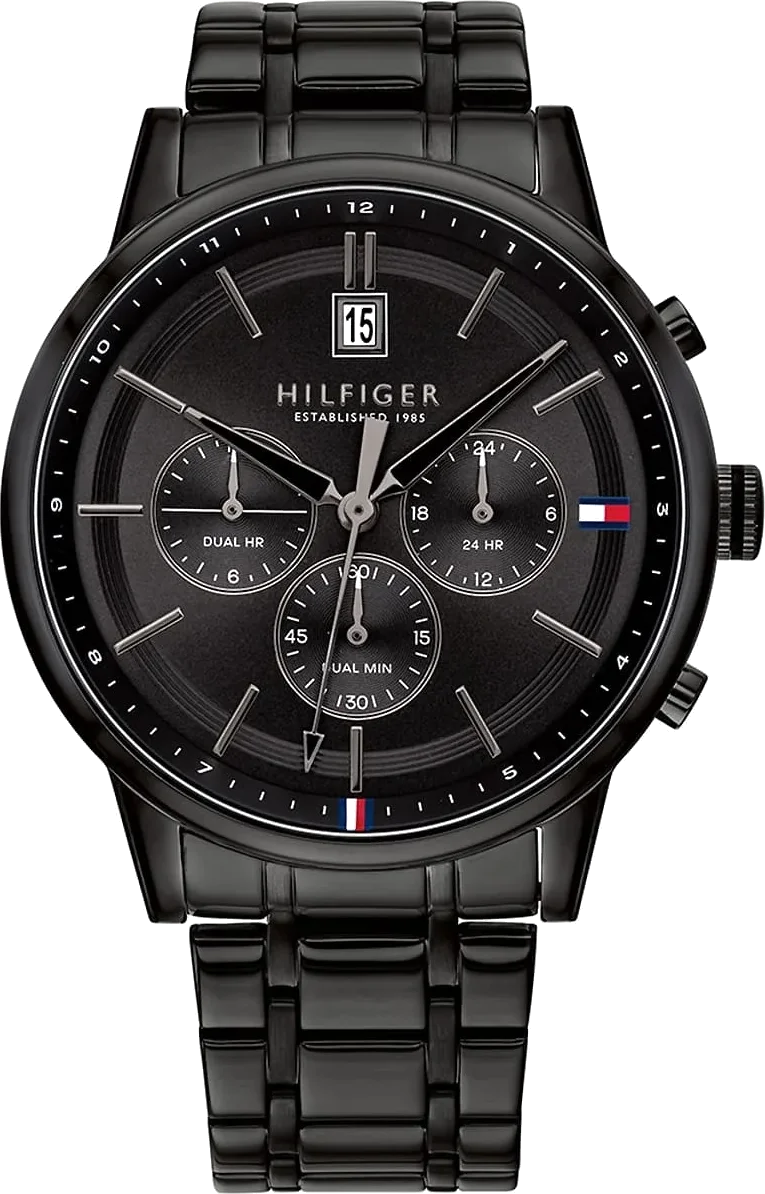 Montre Homme Tommy Hilfiger 1791695 Kyle - Boîtier 44mm Noir Acier - Cadran Noir