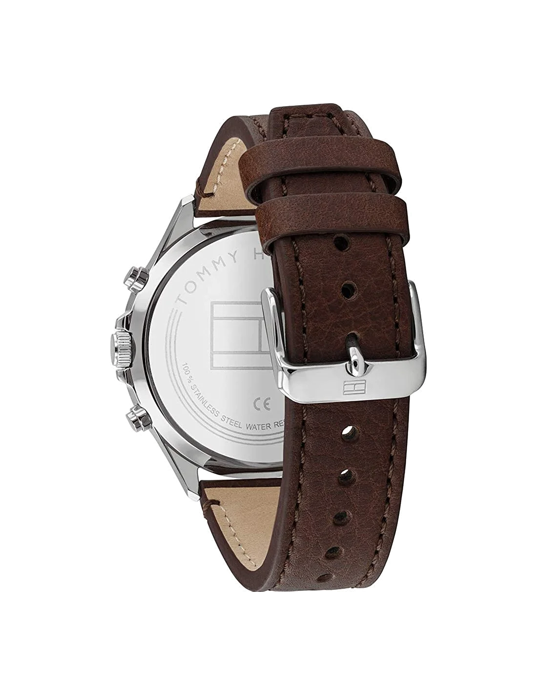 Montre Homme Tommy Hilfiger 1791712 Boîtier Argenté, Cadran Bleu, Bracelet Cuir Marron vue 3