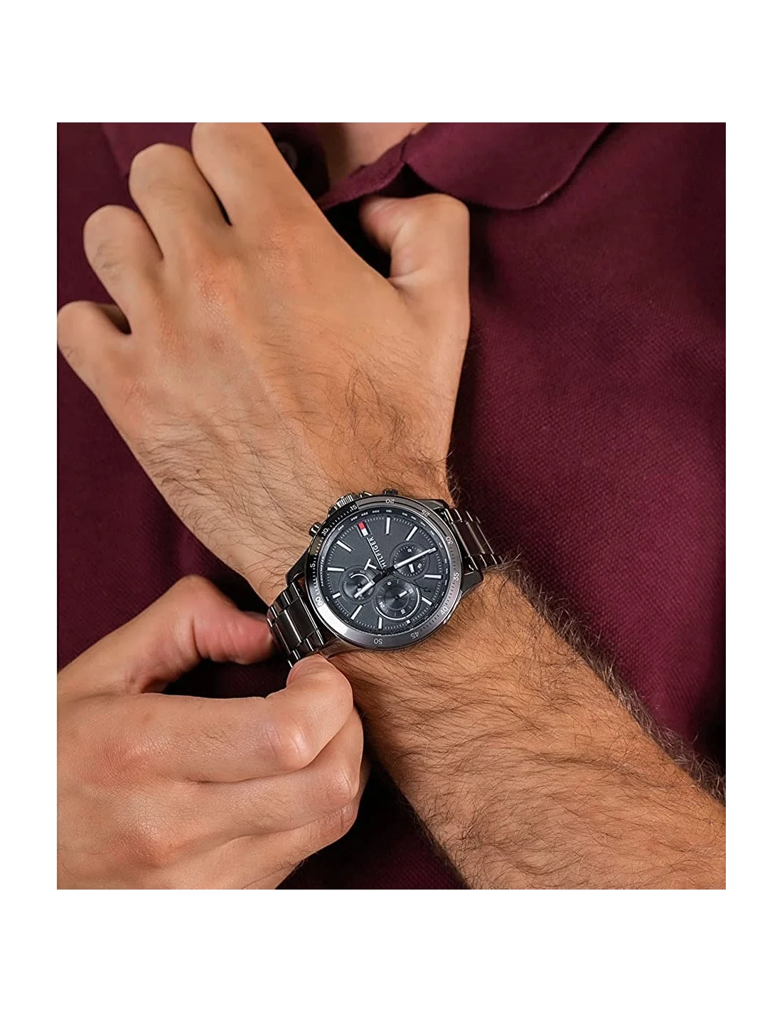 Montre Homme Tommy Hilfiger Bank 1791719 Cadran Bleu Multifonction Bracelet Acier vue 3