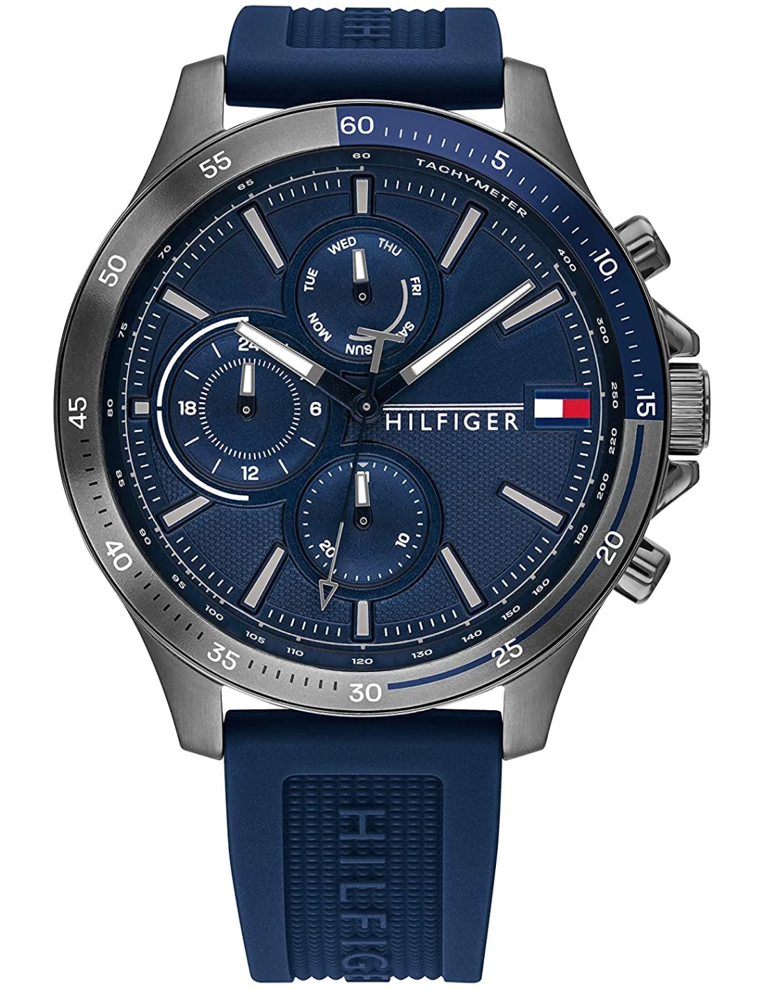 Montre Homme Tommy Hilfiger 1791721 - Boîtier Acier Doré, Cadran et Bracelet Silicone Bleu