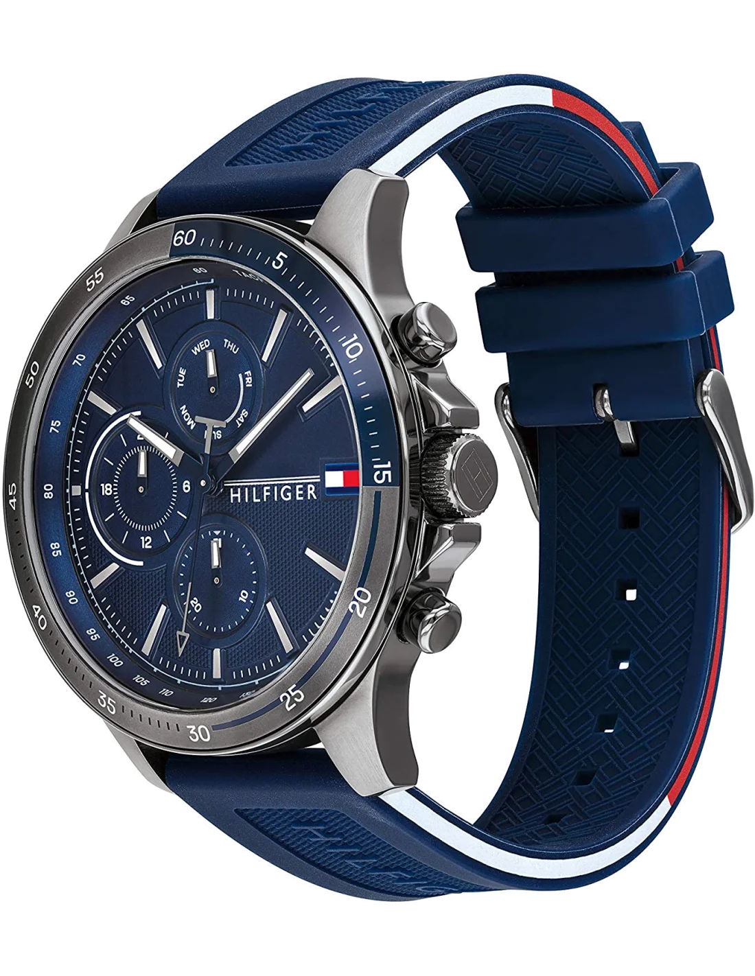 Montre Homme Tommy Hilfiger 1791721 - Boîtier Silicone Doré, Cadran et Bracelet Silicone Bleu vue 2