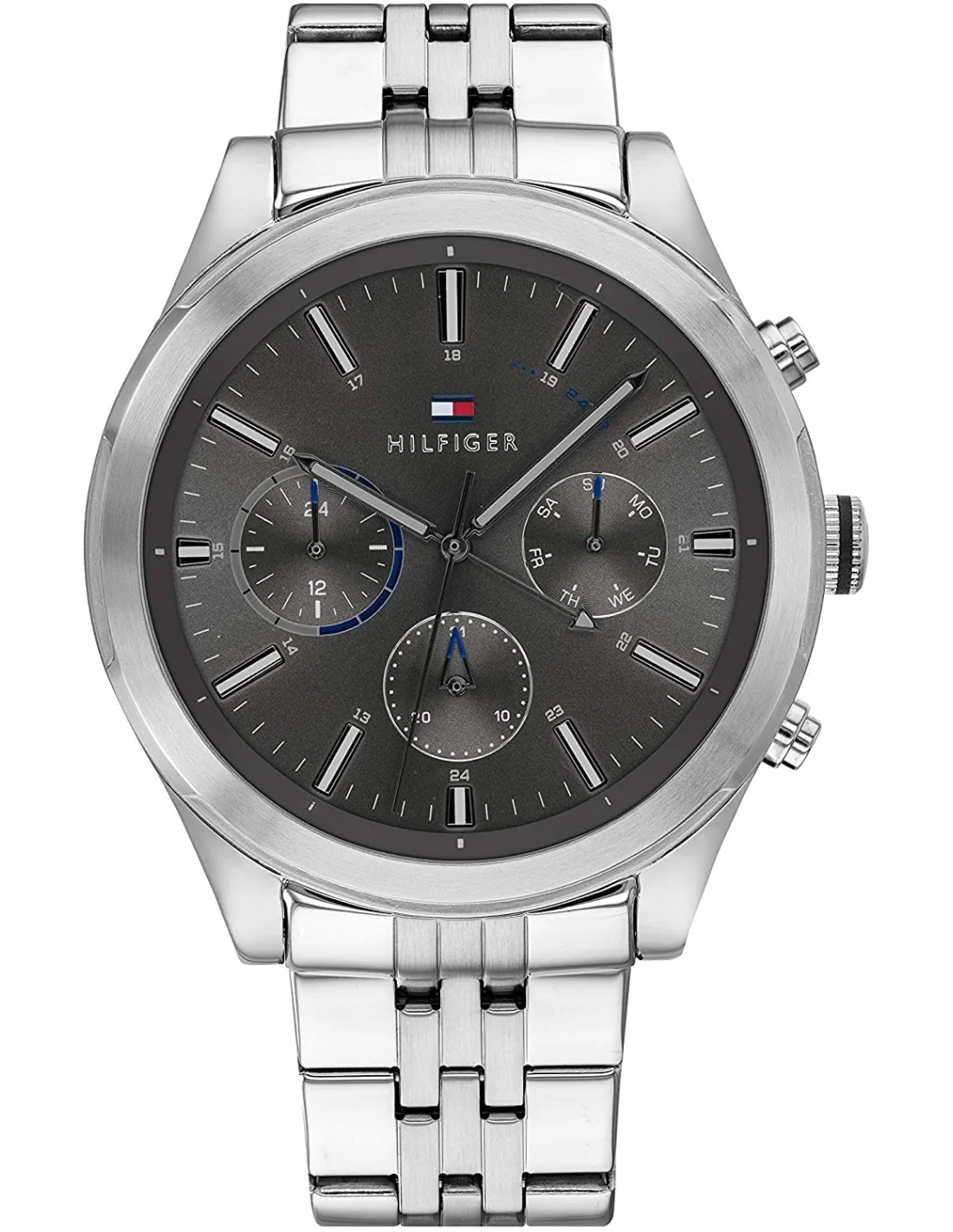 Montre Homme Tommy Hilfiger Ashton 1791737 en acier gris, jour date, étanche 50m