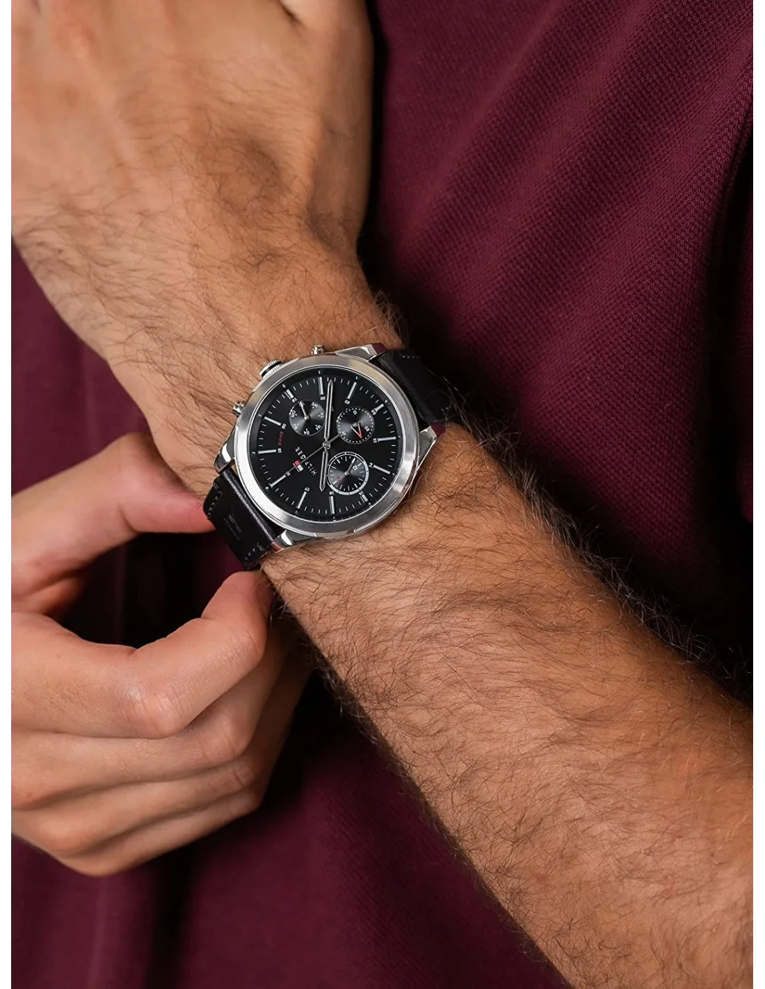 Montre Homme Tommy Hilfiger 1791740 Ashton - Cadran Bleu Multi-Fonctions & Bracelet Cuir Marron vue 3