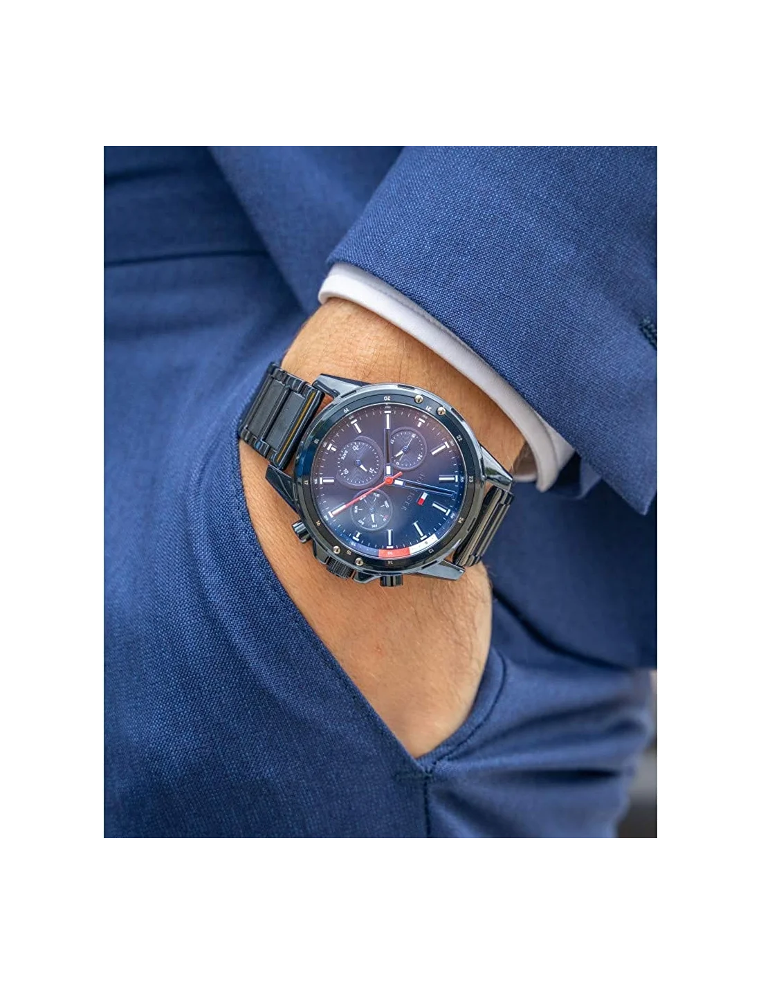 Montre Homme Tommy Hilfiger 1791789 Mason Chronographe Acier Cadran Bleu vue 4