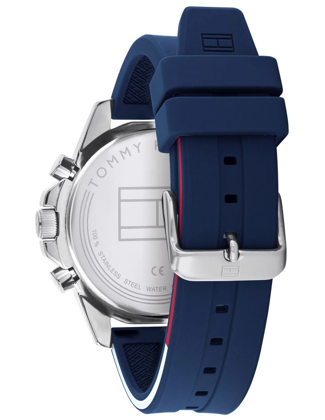 Montre Homme Tommy Hilfiger 1791791 - Boîtier 45 mm argenté, cadran et bracelet silicone bleu vue 3