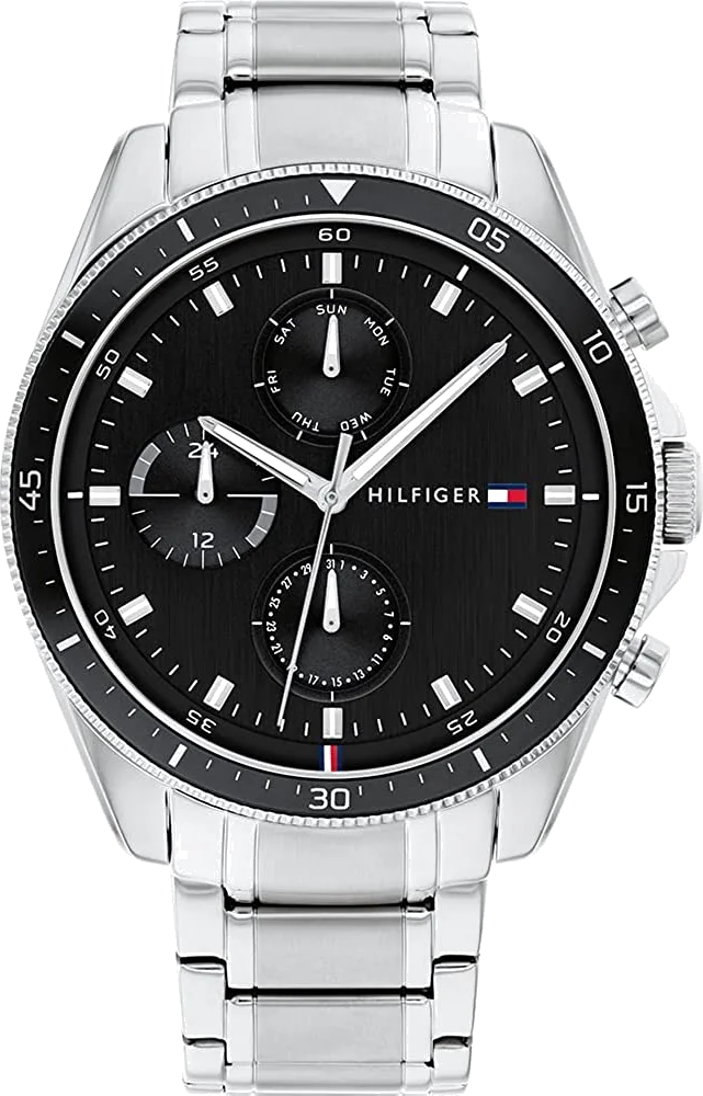 Montre Homme Tommy Hilfiger 1791835 Parker Acier Argent Cadran Noir