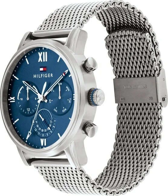 Montre Homme Tommy Hilfiger 1791881 Sullivan - Cadran Bleu, Bracelet Acier Maille Milanaise Argent vue 2